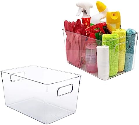 Clear storage organizer bins, Kitchen Cabinet Organizers and Storage Baskets Pantry Fridge Containers for Organizing Cabinet Organization Perfect for, Foods, Snacks, Chips, Vitamin, Spices, Makeup by CONTROLKITCHEN