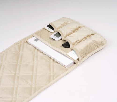 Brilliant Sunshine Beige Velvet Couch Armrest Organizer, 35"×13" - Image 5