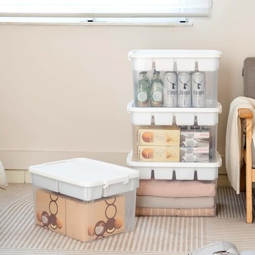 Citylife 32QT 4-Pack Clear Craft Storage Box Buildable Lid Removable Tray - Image 5
