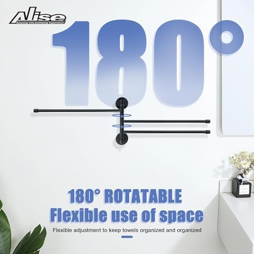 Alise 3 Arm Swivel Towel Rack, Matte Black Swivel Out Towel Bar, 13.9 Inch - Image 5