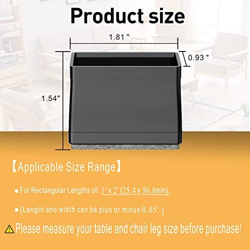 1" x 2" Rectangle Chair Leg Protectors for Hardwood Floors. - Image 2