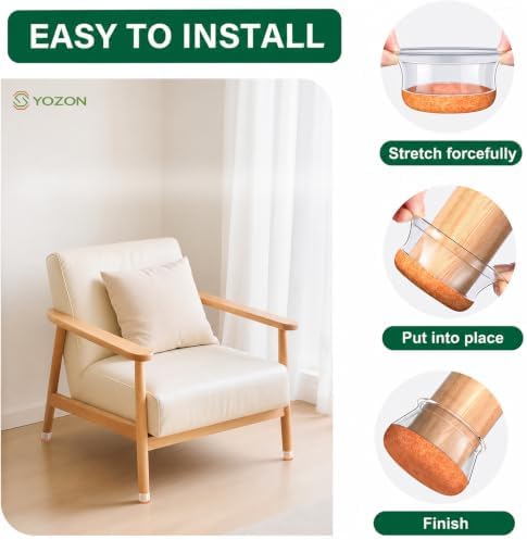 YOZON Chair Leg Floor Protectors Silicone Caps Felt Furniture Pads Covers - Image 5