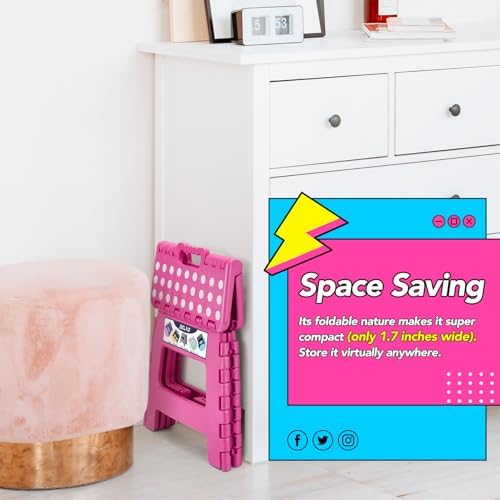Delxo 9 Inch Kids Step Stool,300 Lbs Folding Step Stool for Toddler Pink - Image 5