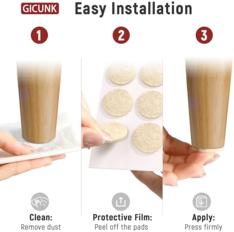 GICUNK 88 Pcs Felt Furniture Pads Chair Leg Floor Protectors, Beige - Image 5