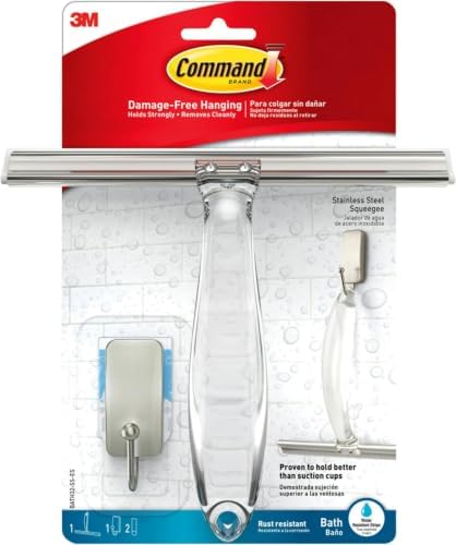 Command Bath Shower Small Water-Resistant Adhesive, Satin Nickel, 1 lb Capacity, 1 Squeegee, 1 Hook, 2 Strips, BATH32-SS-ES Caddy (Pack of 8) by Command