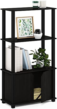 Furinno GO GREEN Storage Shelves, 4-Tier Book Shelf, Bookcase, Display Shelf with Open Shelf and Closed Storage, for Organization and Storage, Living Room, Garage, Home Office, Espresso by Furinno-FitsYourSpaceFitsYourBudget