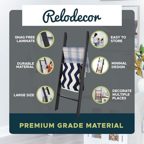 Blanket Ladder for the Living Room and Bedroom, Quilt Rack, 4-Tier, Black - Image 4
