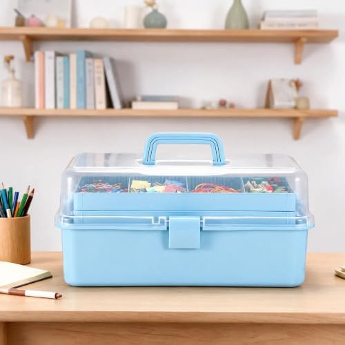 Tackle Box, 15-Inch Extra Large Art Storage Box with 3-Layer Folding Trays - Image 3