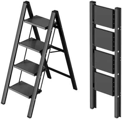Taranta 4 Step Stool Foldable,Aluminum Step Ladder-Black by TARANTA