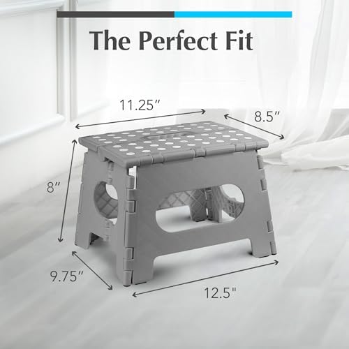 Handy Laundry Folding Step Stool 8 Inch, Gray, Non-Slip Holds 300 lbs - Image 2