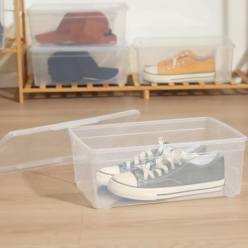 novelinks 8 Pack 6 Quart Stackable Shoe Storage Bins with Lids (Clear) - Image 6