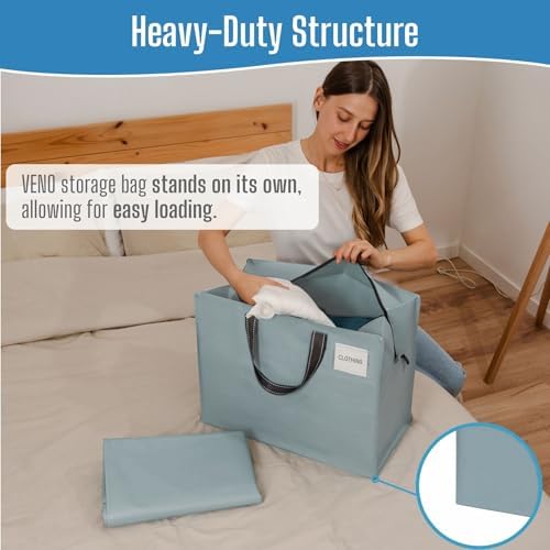 VENO Heavy Duty Moving Bags, Storage Bags, 13 Gallon, Light Blue, 4 Pack - Image 2