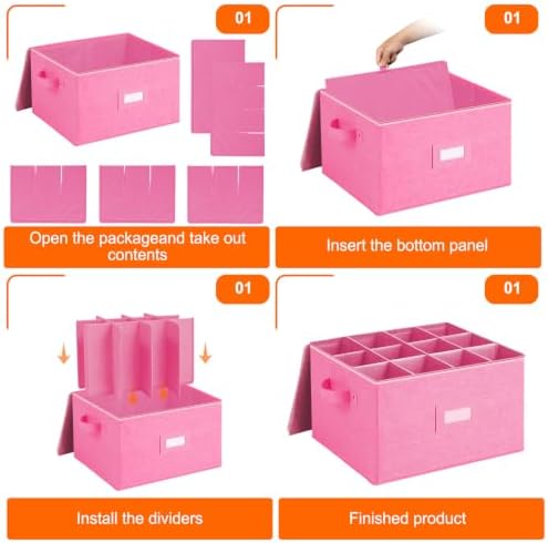Wine Glass Storage Box, Stemware Storage Containers Cases with Dividers - Image 7