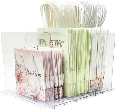 Gift Bag Storage Organizer, Acrylic Clear Shopping Bag Organizer, Adjustable Shelf Divider Bag Organizer for Small Closet, 1 Pack by Amviner