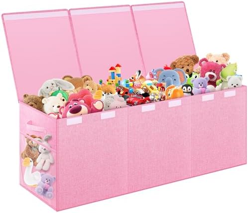 Extra Large Toy Box with Lids, Collapsible Storage Chest, 40"x16"x16" Pink by Mabahoo