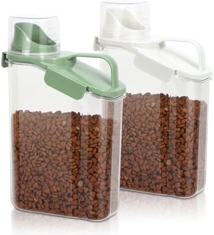 TBMax Rice Container Cereal Storage Container 2 Pack, Kitchen Pantry Dry Food Storage Holder with Easy-Pouring Spout & Handy Cup, Small Pet Dog Cat Food Dispenser for Daily Feeding by TBMax