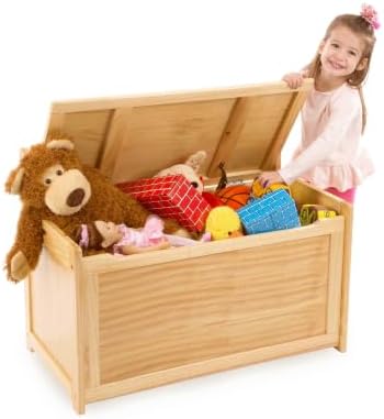Melissa & Doug Wooden Toy Chest Light Wood Storage Organizer - Image 3