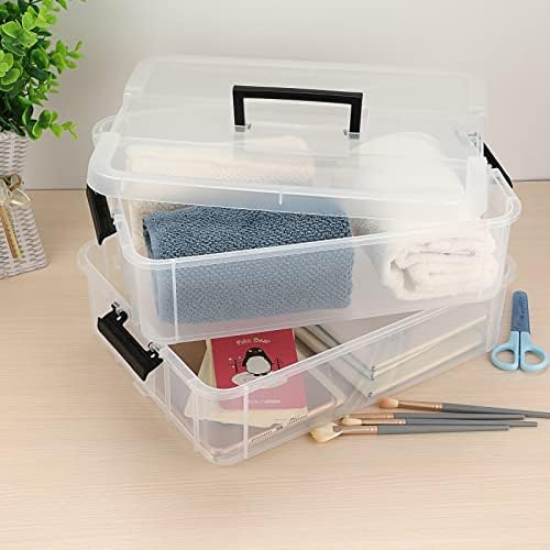 BTSKY 2 Layer Stack & Carry Box, Plastic Storage Container Box with Lid - Image 2