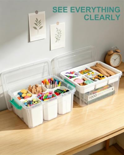 NUMIFUN 17QT Clear Storage Bins with Lids & Dividers for Crafts - Image 6