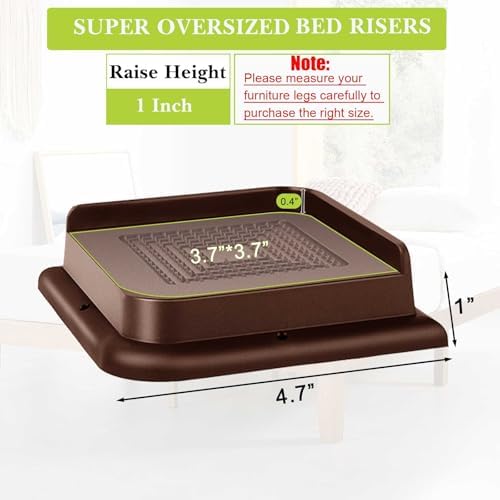 Bed Risers 1 inch, 2 inch, 3 inch, 4 inch, 6 inch, 8 inch Heavy Duty, Oversized Furniture Riser for Couch Sofa Table Chair Leg Frame Dorm, Support up to 6000 Lbs (Chocolat Brown 8 Pack, 1 inch) - Image 2