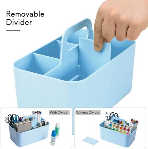 Tiawudi Multipurpose Caddy Organizer, Plastic Caddy with Handle, Stackable Desk Organizer for Stationery, Marker and Pencil, Office Supplies Organizer, Dorm Caddy - Image 4