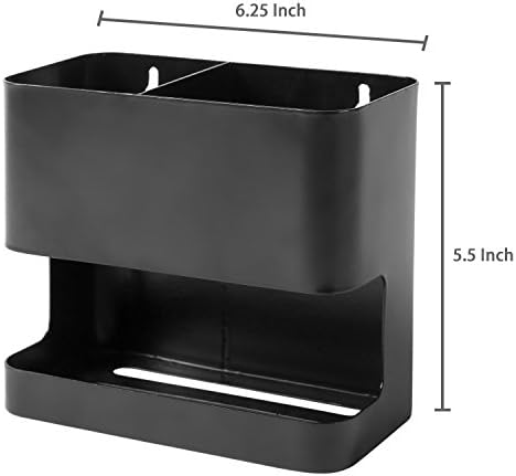 MyGift 2 Slot Hair Tools Organizer, Black Metal Wall Mounted Holder - Image 5