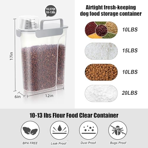 LEAWALK Cat Dog Pet Food Storage Container Up to 10Lbs BPA free-Gray - Image 3