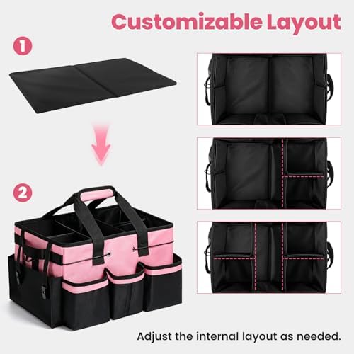 Wearable Large Cleaning Caddy Bag with Dividers, Household Cleaning Caddy for Cleaning Supplies Organizer Car Wash, Cleaner Tote Detailing Bag with Shoulder Strap and Handles for Housekeeper Storage - Image 3