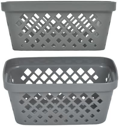 Glad Plastic Storage Basket Set - Multipurpose Drawer Trays, Kitchen Pantry Containers, and Bathroom Bins - 9 Pack Small Organizers, Grey - Image 4