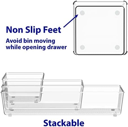 Simple Houseware Clear Desk Drawer Organizer, Assorted Sizes, 6 Packs - Image 6