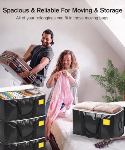 Moving Bags Heavy Duty Extra Large 6-Pack, 110 LBS Load Storage Bag, Black - Image 4