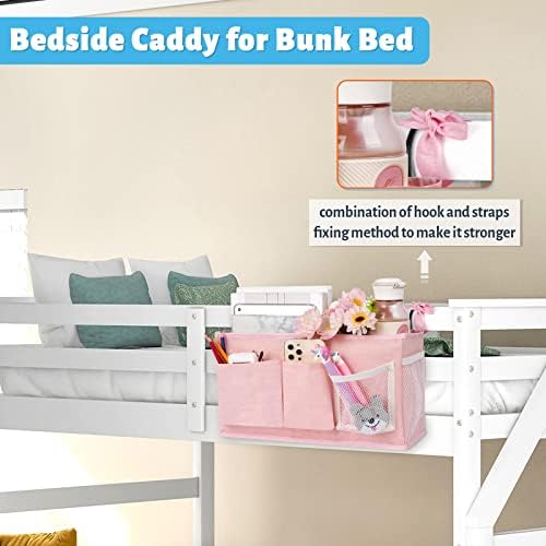 Bedside Caddy, Bedside Storage Bag Hanging Organizer for Bunk Dorm Bed Rail - Image 3