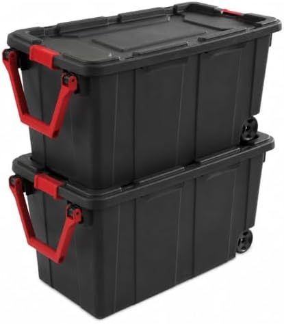 40 Gal Wheeled Storage Bin with Latching Lid 2-Pack,Black by Unknown