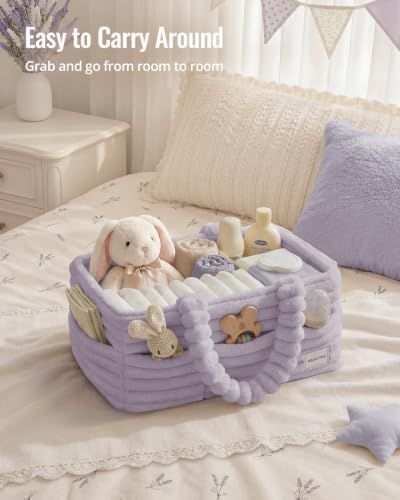 Blissful Diary Flannel Diaper Caddy Organizer & Gift Packaging,Light Purple - Image 5