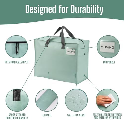 VENO Heavy Duty Moving Bags, Storage Bags, 13 Gallon, Light Green, 4 Pack - Image 5