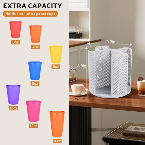 Rotating Paper Cup Dispenser, Cup Holder with 4 Compartments, Gray - Image 2