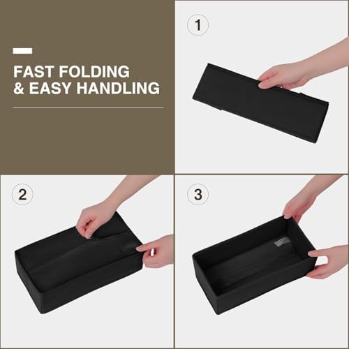 DIMJ Drawer Organizers, Set of 12 Clothes Drawer Organizer, Foldable Closet Drawer Organizer, Dresser Drawer Organizers Dividers for Baby Clothes, Socks, Belt, Tie (Black) - Image 6