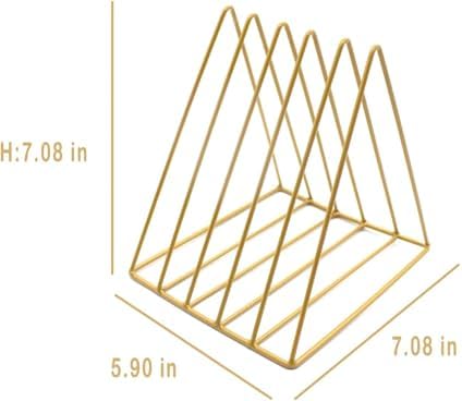 QPEY 5-Slot Gold Metal Triangle File Holder, 2pc for Office - Image 2