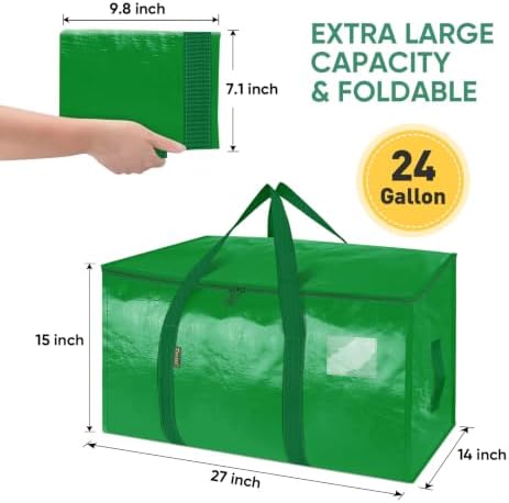 BALEINE 2-Pack Oversized Moving Bags with Reinforced Handles, Heavy-Duty Storage Tote for Clothes, Moving Supplies (Light Green, 2-Pack) - Image 2