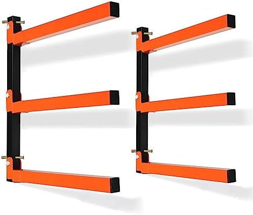 Thanaddo 3-Level Metal Storage Rack, Heavy Duty Wall Mount, 330 lb Capacity, for Lumber, Wood, Pipes, Garage, Workspace (2 Pack) by Thanaddo