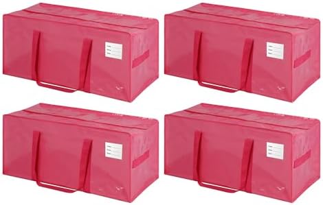 4 Pack Heavy Duty Extra Large Moving Bags with Handles, Waterproof Foldable Storage Totes, Clothing Storage Bags, Packing Moving Boxes for College Supplies, Pink by JCBZAMZ