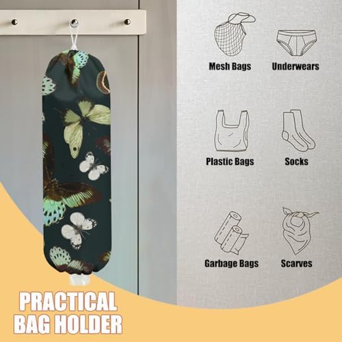 Butterflies Plastic Bag Holder, Wall Mount Grocery Bag Holder, Storage bags - Image 3