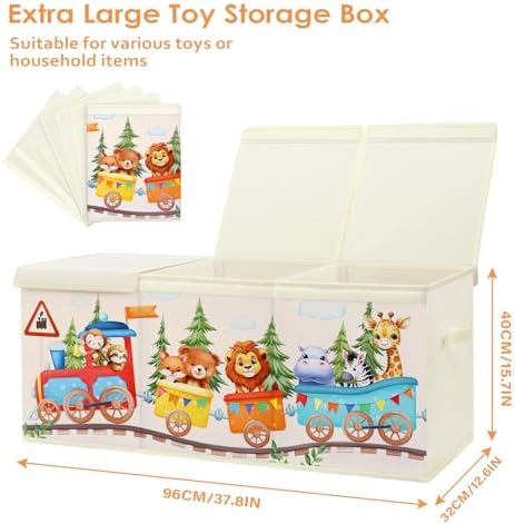 decalsweet Large Toy Box Collapsible Chest Organizer with Flip Lid for Kids - Image 2
