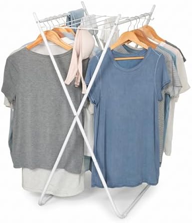 Honey-Can-Do Easy-Fold Collapsible Clothes Drying Rack, Sturdy Metal Laundry Rack Holds 40 lbs, Space-Saving Foldable Towel Rack for Indoor Outdoor Use, Non-Skid Feet, White by Honey-Can-Do