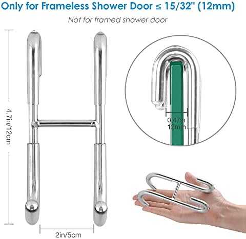 Simtive Shower Door Hooks (2-Pack), Towel Hooks for Bathroom Frameless Glass Door, Shower Squeegee Hooks, Silver - Image 3