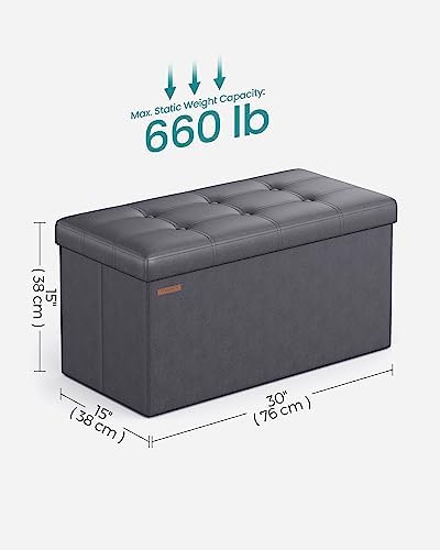 SONGMICS Storage Ottoman Bench, 30 Inches Folding Foot Rest Stool - Image 2