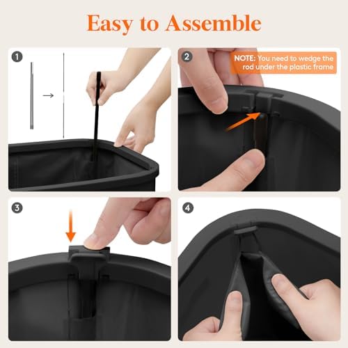 Lifewit 105L Large Laundry Hamper with Lid, Removable Inner Bag, Black - Image 2