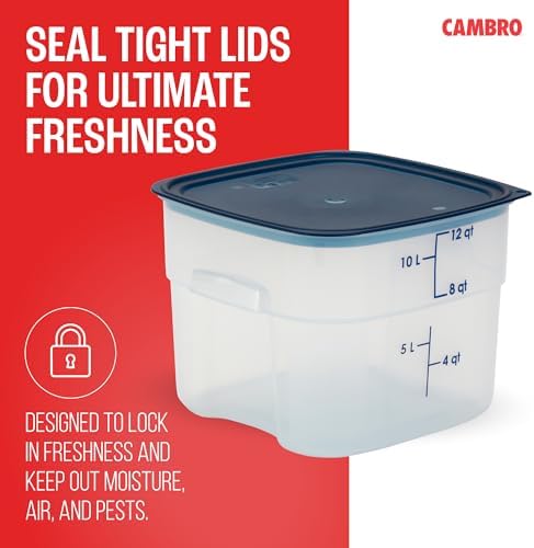 Cambro FreshPro 12 Quart (QT) Food Storage Container with Lid (Restaurant Grade) - for Food Prep, Commercial Kitchen, Pet and Dog Food Container (Translucent) - Image 5