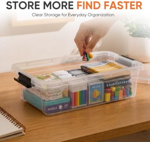 Superio 13.7 Quart Clear Plastic Storage Bin with Lid, Stackable Organizer Box, BPA-Free Storage Container for Home, Garage, School & Office, 5 Pack - Image 2