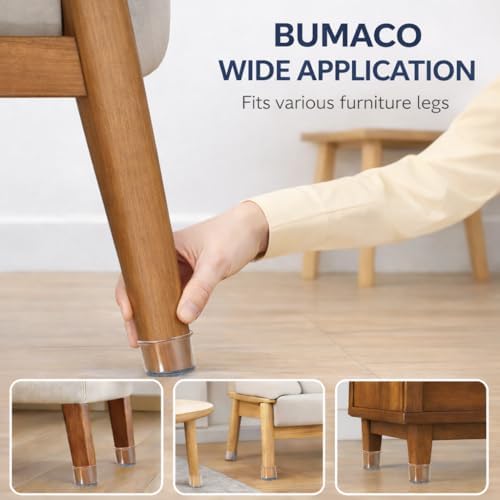 BUMACO Chair Leg Floor Protectors for Hardwood Floors Anti-Scratch 20 Pack - Image 4